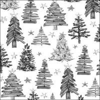 Serviettes 33x33 cm - Tree Pattern Grey 