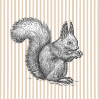 Servietten 33x33 cm - Etching Squirrel Lines 