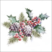 Servetten 33x33 cm - Holly and berries 