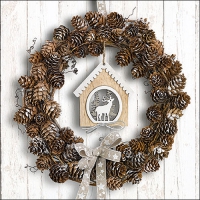 Салфетки 33x33 см - Pine Cone Wreath 
