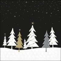 Serviettes 33x33 cm - Midnight Trees Black 