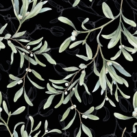 Napkins 33x33 cm - Mistletoe All Over Black 