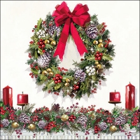 Салфетки 33x33 см - Bow On Wreath 