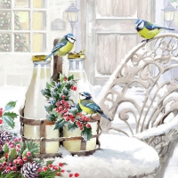 Napkins 33x33 cm - Birds In Wintergarden 