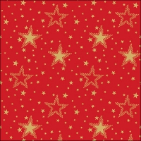 Servetten 33x33 cm - Night sky gold/red 