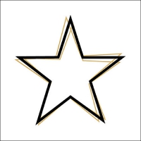 Napkins 33x33 cm - Star Outline Black/Gold 