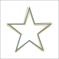 Servietten 33x33 cm - Star outline green/gold 