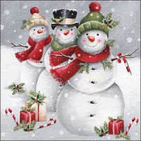 Servietten 33x33 cm - Smiling snowmen 