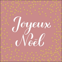 Servilletas 33x33 cm - Joyeux Noël rose/gold 
