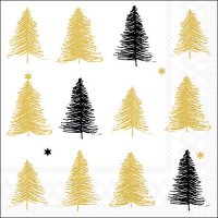Napkins 33x33 cm - Etched trees gold