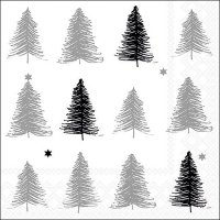 Napkins 33x33 cm - Etched trees silver
