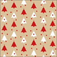 餐巾33x33厘米 - Trees and stars red 