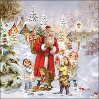 Servetten 33x33 cm - Santa bringing presents 