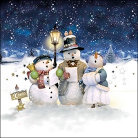 Serviettes 33x33 cm - Singing snowmen 