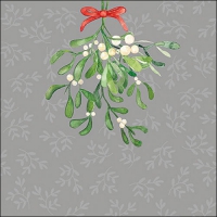 餐巾33x33厘米 - Hanging mistletoe grey 