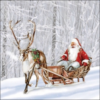 Napkins 33x33 cm - Santa in snowy forest 