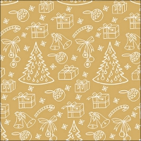 餐巾33x33厘米 - Outlined ornaments gold 