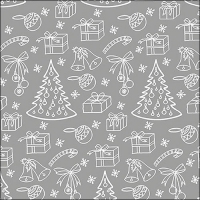 Napkins 33x33 cm - Outlined ornaments silver 