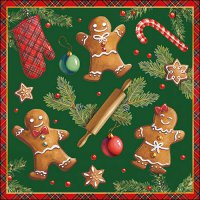 Servetten 33x33 cm - Gingerbread cookies green