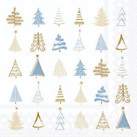 Serviettes 33x33 cm - Christmas tree doodles blue