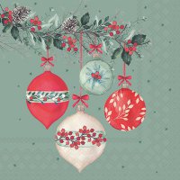 Serviettes 33x33 cm - Berry baubles green