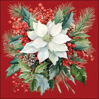 Servetten 33x33 cm - Poinsettia bouquet red