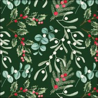 Servilletas 33x33 cm - Foliage scatter green