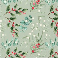 Servilletas 33x33 cm - Foliage scatter sage
