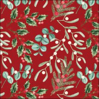 Napkins 33x33 cm - Foliage scatter red