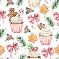 Napkins 33x33 cm - Christmas sweets pink