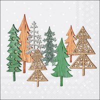 Servilletas 33x33 cm - Wood carved trees grey