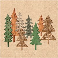 Servilletas 33x33 cm - Recycled Wood carved trees nature