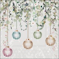 Servilletas 33x33 cm - Floral Christmas grey