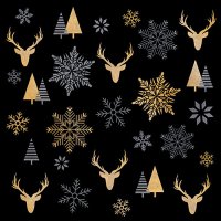 Napkins 33x33 cm - Winter silhouettes black