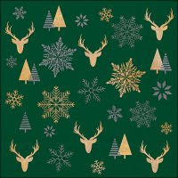 Napkins 33x33 cm - Winter silhouettes green