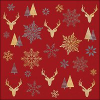 Napkins 33x33 cm - Winter silhouettes red