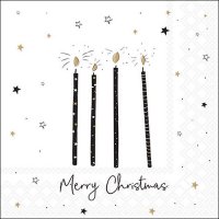 Napkins 33x33 cm - X-Mas candles white