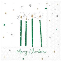 Napkins 33x33 cm - X-Mas candles green