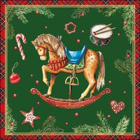 Servetten 33x33 cm - Classic rocking horse green