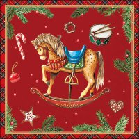 Servetten 33x33 cm - Classic rocking horse red