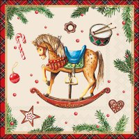 Servetten 33x33 cm - Classic rocking horse cream