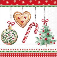 Servetten 33x33 cm - Ornaments on a cord white