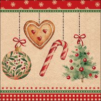 Servetten 33x33 cm - Recycled Ornaments on a cord nature