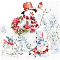 Serwetki 33x33 cm - Sporty snowmen