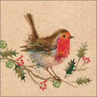 Serwetki 33x33 cm - Recycled Winter robin nature