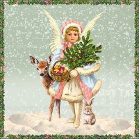 Servetten 33x33 cm - Snowy day green