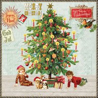 Serwetki 33x33 cm - Under the X-Mas tree green