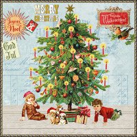 Serwetki 33x33 cm - Under the X-Mas tree blue
