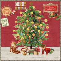 Servilletas 33x33 cm - Under the X-Mas tree red