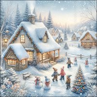 Servilletas 33x33 cm - Winter in backyard